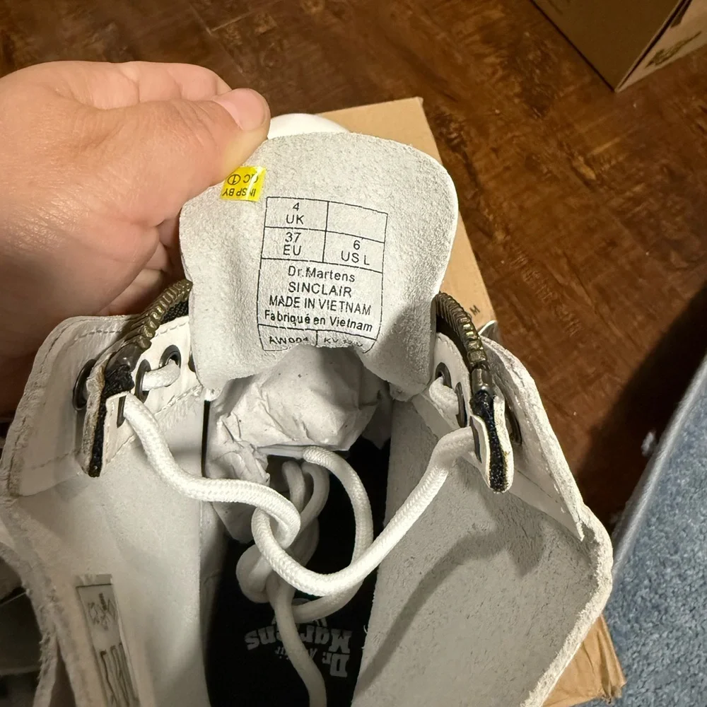 Dr. Martens Sinclair White Milled Nappa Combat Moto Boots - Picture 6 of 7